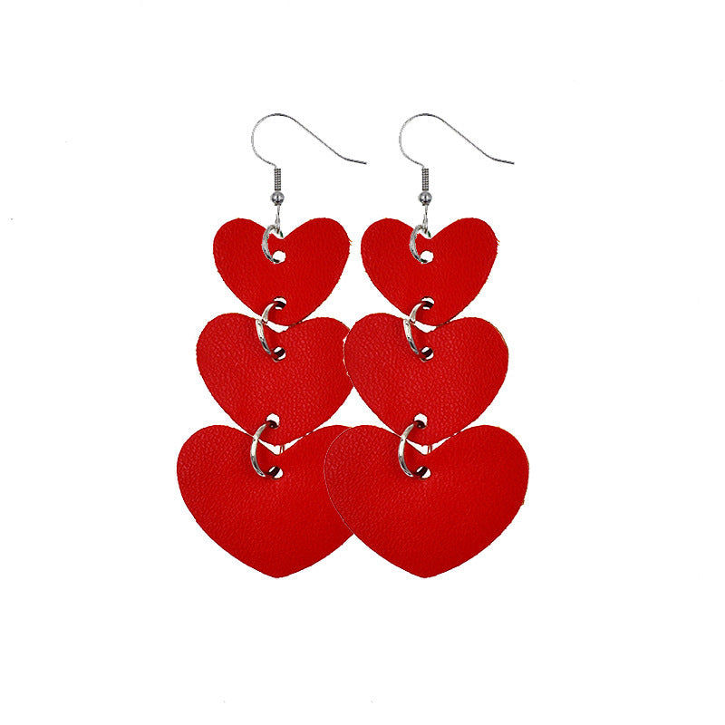 Wholesale In stock wholesale Valentine's Day series suit leather earrings cross-border creative personality love heart leather earrings